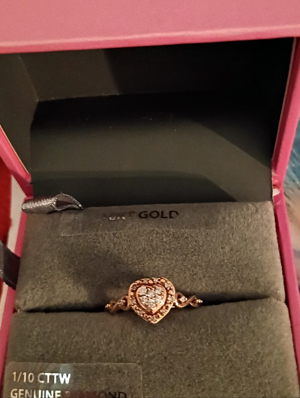 'Color Of Love' Heart Halo Diamond Accent Ring in Rose Gold Tone -